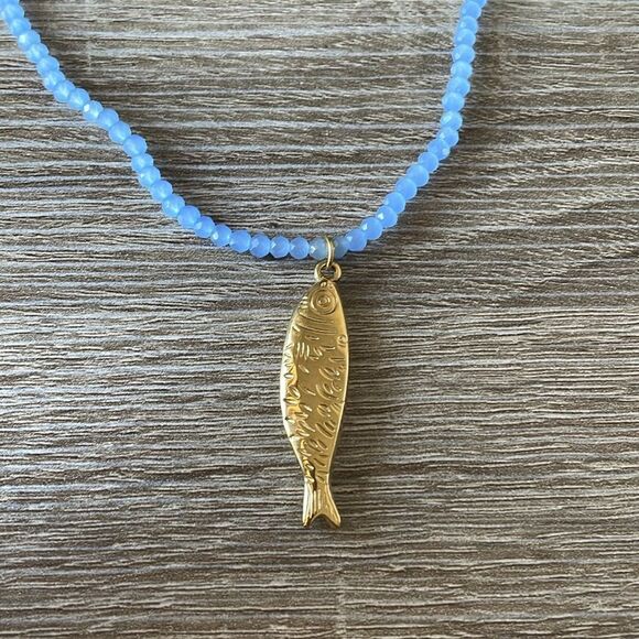 Gold Fish Pendant Necklace N1059 - Picture 3 of 4